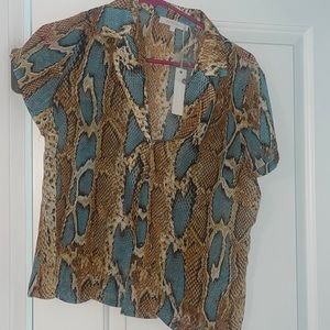New with tag button down. Real and gold snake print